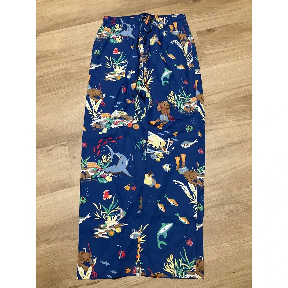 Polo Ralph Lauren Scuba Polo Bear Pajama Pants Navy Blue Mens Medium Sleepwear